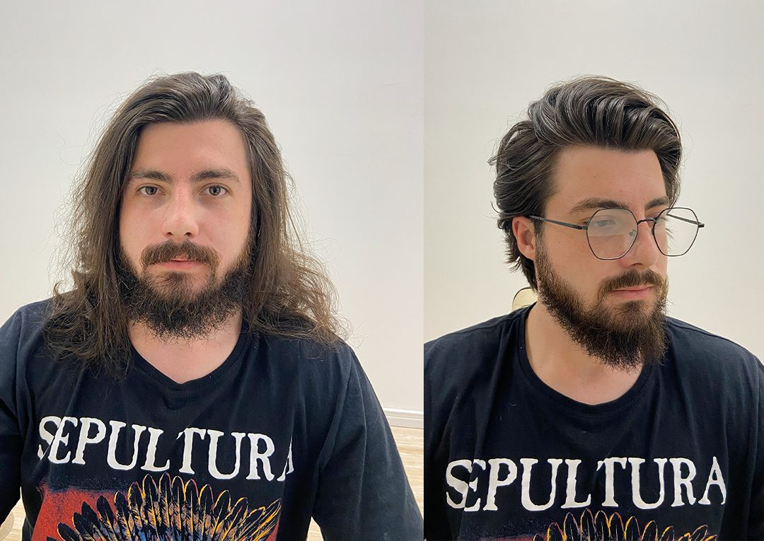 Antes e depois: corte com visagismo, cliente 2